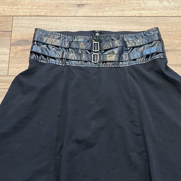 Tripp Nyc High Low Skirt SZ Small Black Witchy Belt Buckle Gothic Back Zip - Picture 2 of 9